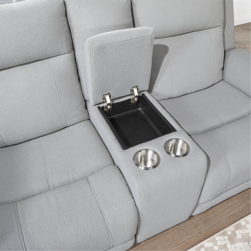 GREY CONSOLE RECLINING LOVESEAT