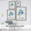 «Gingham Blue Flowers I», reproduction encadrée - bois massif 48672-1134351547