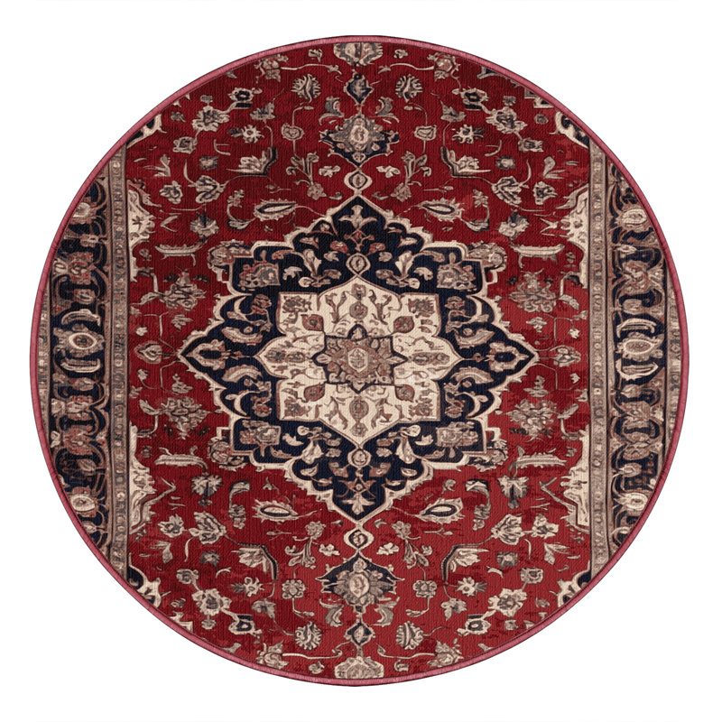 Tapis rouge persan lavable à la machine, Round 5'