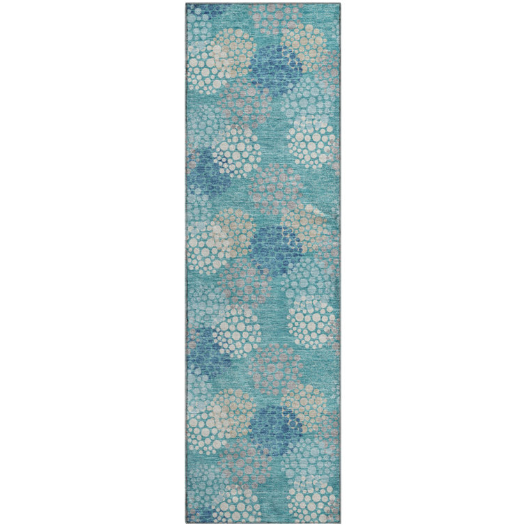 Premium Machine Washable Prisco Teal Rug