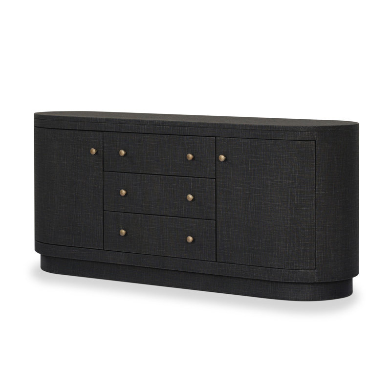 Amelia Media Console, Black Linen