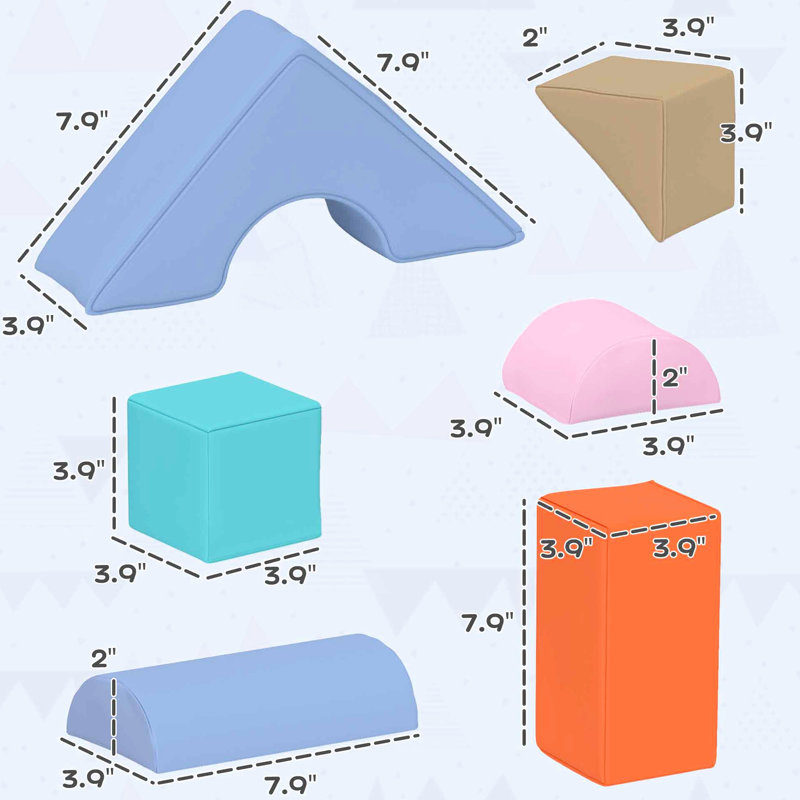 Soft Play For With 11 Foam Blocks, 6 - 72 Months, Promote Creative Thinking, Develop Color And Shape Skills, Safe , Faux Leather Quick Wipe, No Assembly Required Blocks Months , Encourage Geometric