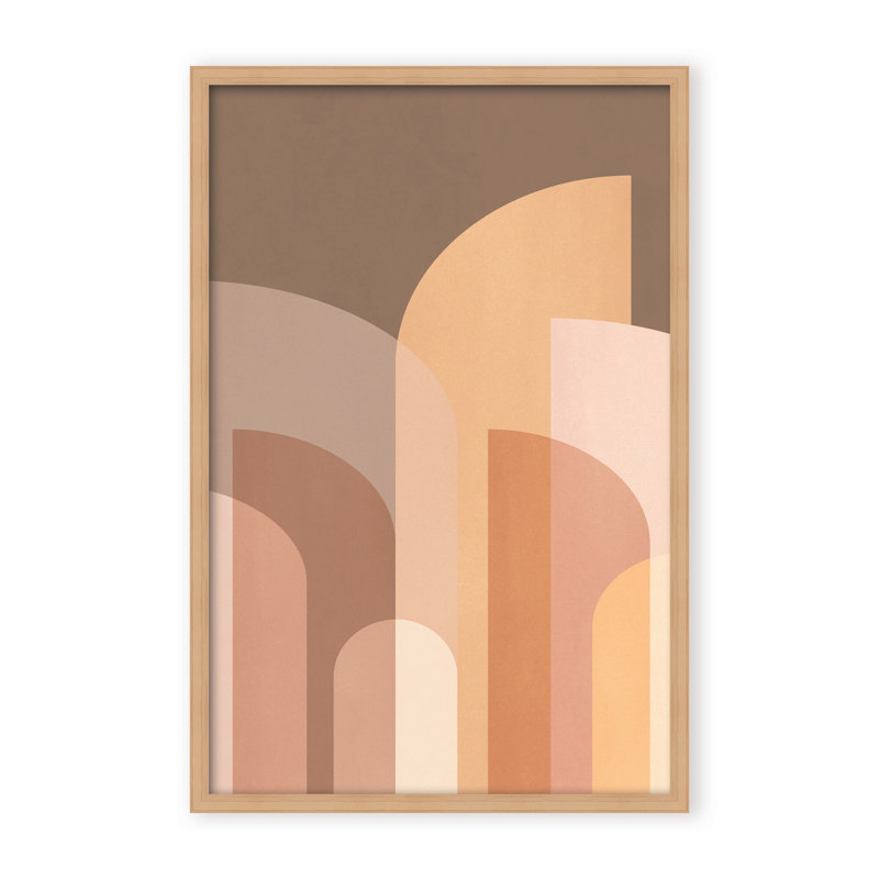 Abstract Retro Geometric II by  - Picture Frame Graphic Art on Paper, 24" H x 16" W x 1.125" D, Framed Matted Print, Brown