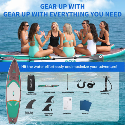 Inflatable Stand Up Paddle Board 11.5' Upright Paddle Board with Adjustable Aluminum Paddle, 33" Wide Stable Deck, Non-Slip Surface, for Adults & Youth