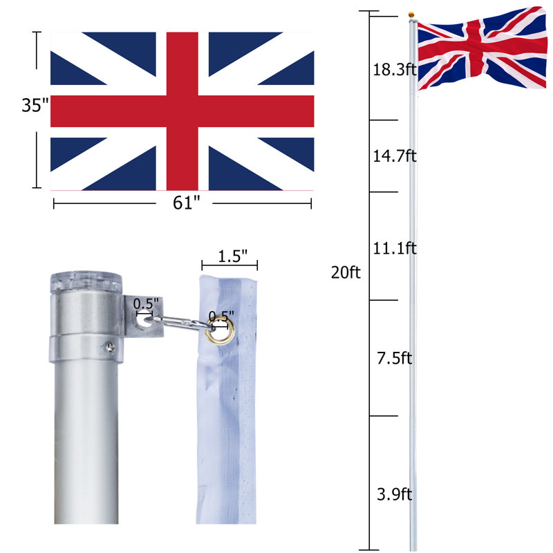 Belah Double Sided 600cm H x 5.1cm W Polyester Flag Set