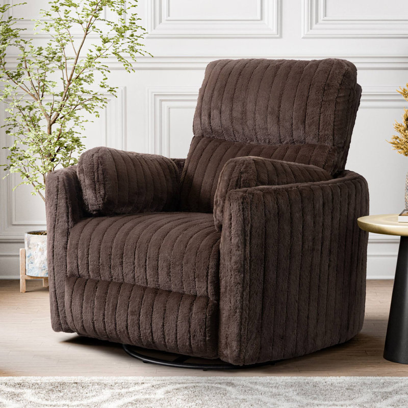 39.4" W Contemporary Power Glider Recliner W/ Swivel, Chocolate Brown, Chocolate Brown