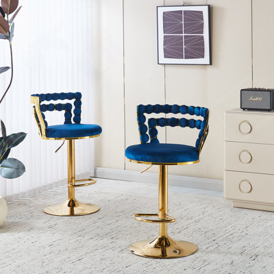 Modern Set Of Two Bar Chairs With Iron Tube Legs, Soft Cushions And Comfortable Backrest, Ideal For Multiple Spaces