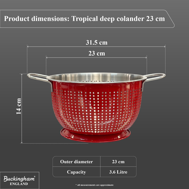 Buckingham Stainless Steel Colander, Red