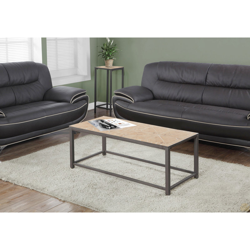 Coffee Table, Accent, Cocktail, Rectangular, Brown Top/Black Base