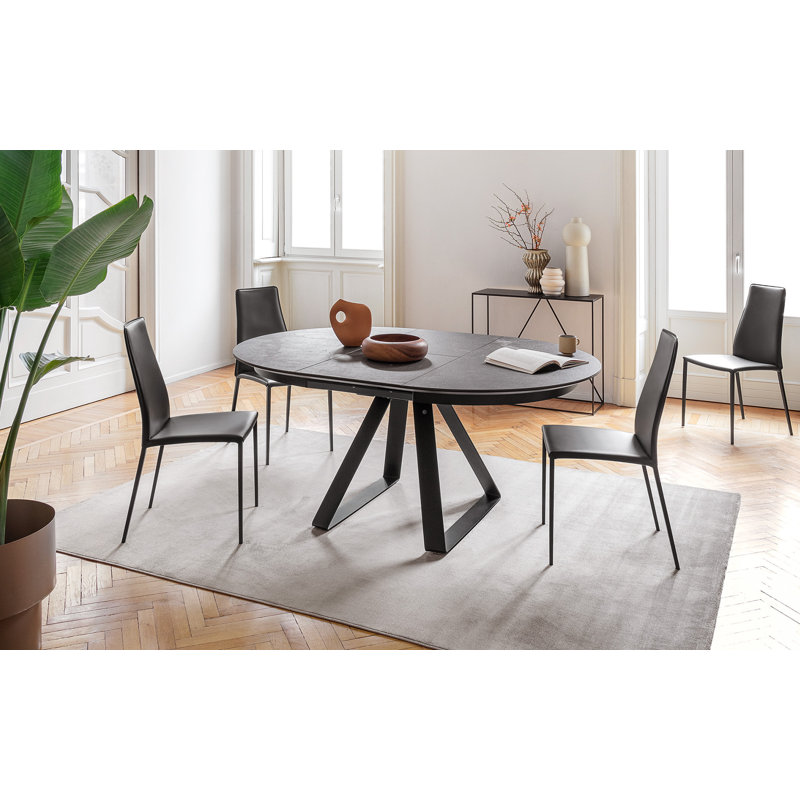 Aida Upholstered Dining Chair with Metal Frame, Regenerated Leather Gray