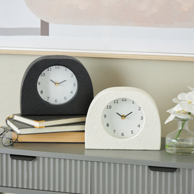 Cole And Grey Metal Textured Decorative Clock With Gold Accents