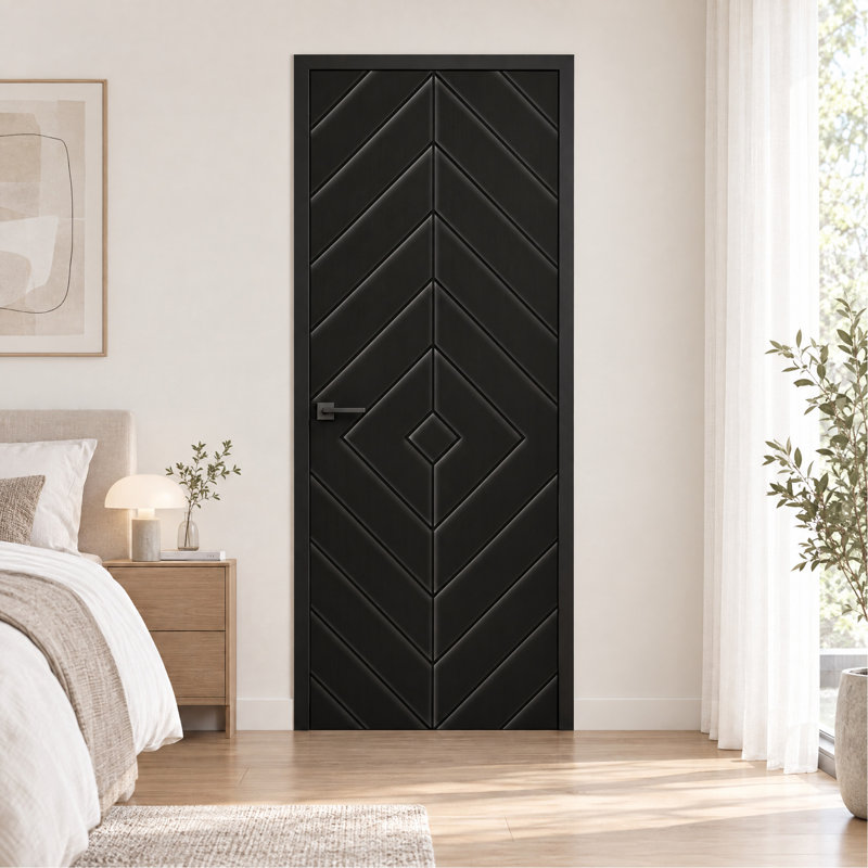 Dalle de porte intérieure en panneau de fibres à densité moyenne composite 28 po x 80 po, 28" X 80", Black