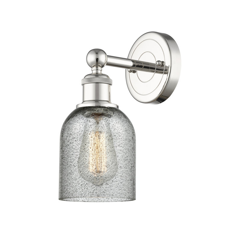 Applique murale à bras en acier 1 lumière Carmi, Gris anthracite, Nickel poli