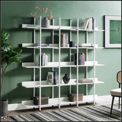 Vintage Industrial 5 Tier Bookcase With Metal Frame, For Home Office And Displaying Decorations