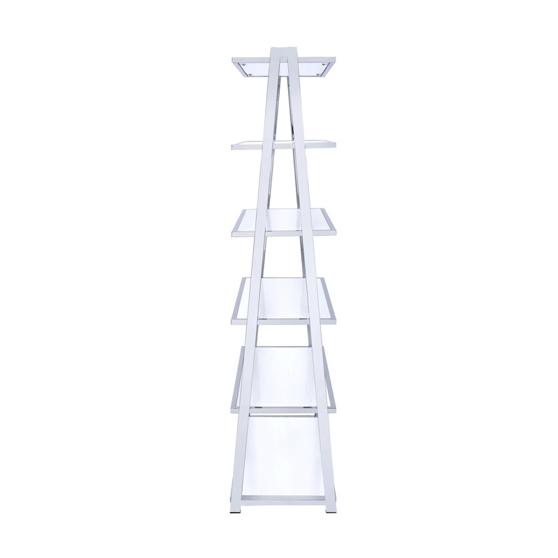 Bibliothèque blanche et chrome avec 6 tablettes