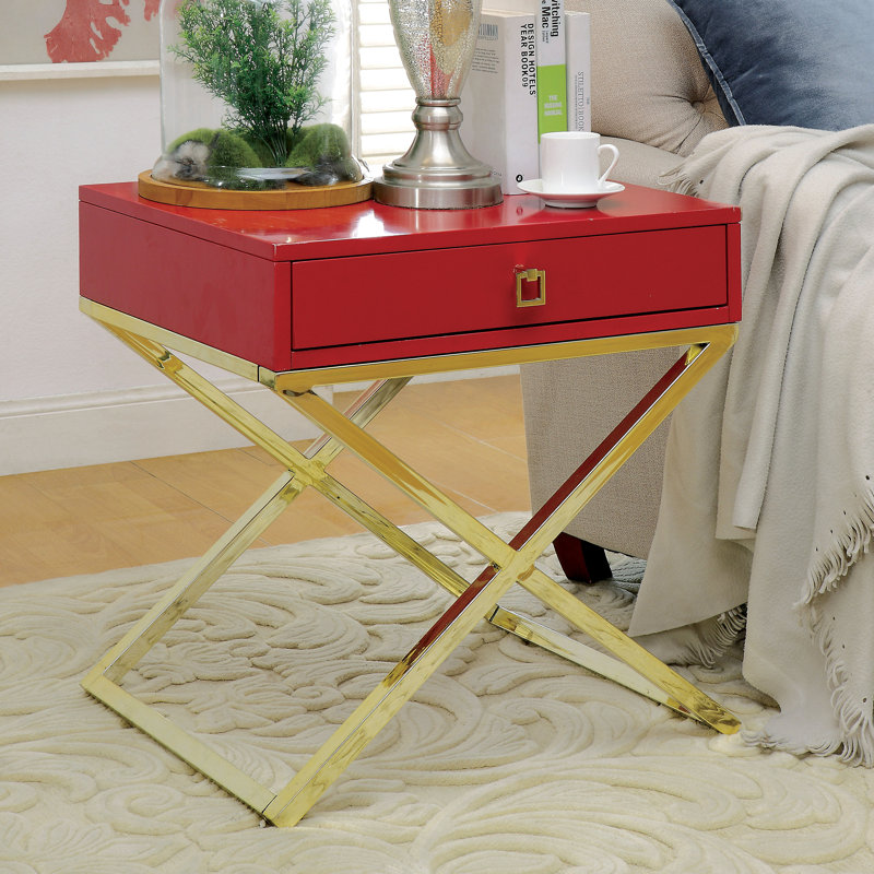 End Table with Storage, Red