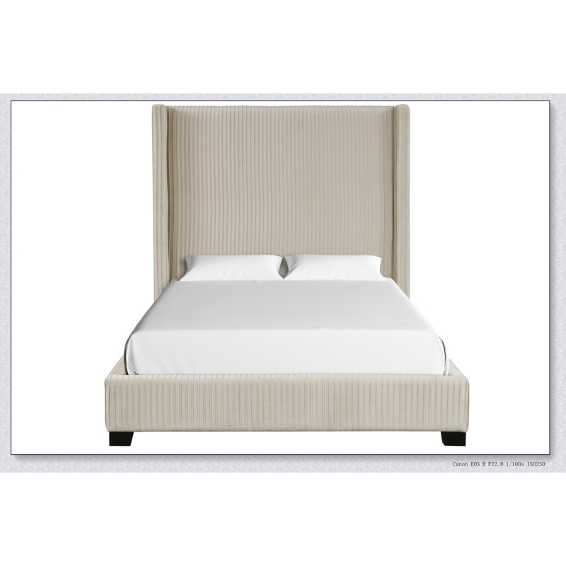 Lit tapissier dans une boîte beige, Beige, Grand