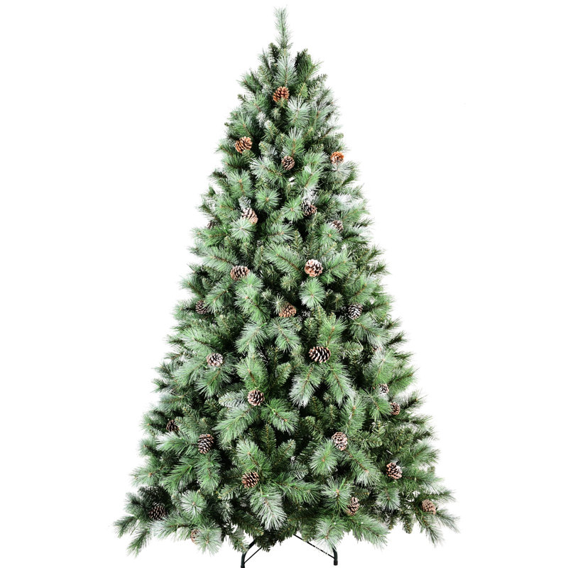 Arbre de Noël de 6 pi: 988 pointes mélangées, 66 branches de pin, conception à charnières facile à monter, support en métal fiable pour arbre de fête avec branches à aiguilles dures, structure simple, support