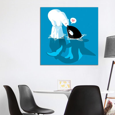 Polar And Killer Whale by Alberto Perez - Wrapped Canvas Print