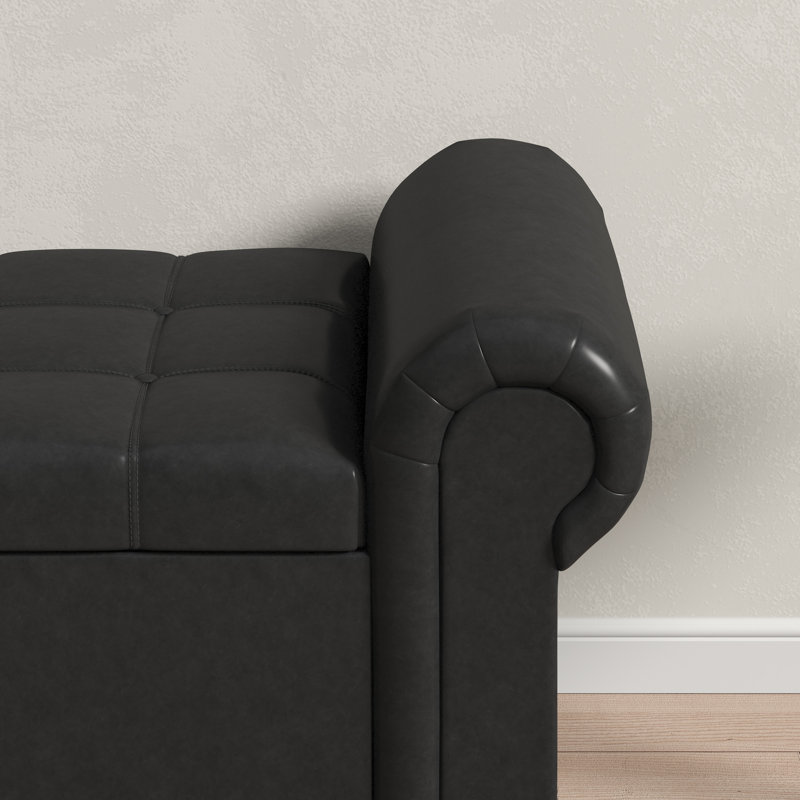 Banc de rangement en similicuir de 60 po et 67 po avec siège capitonné et accoudoirs roulés - parfait pour les chambres à coucher et les espaces polyvalents
