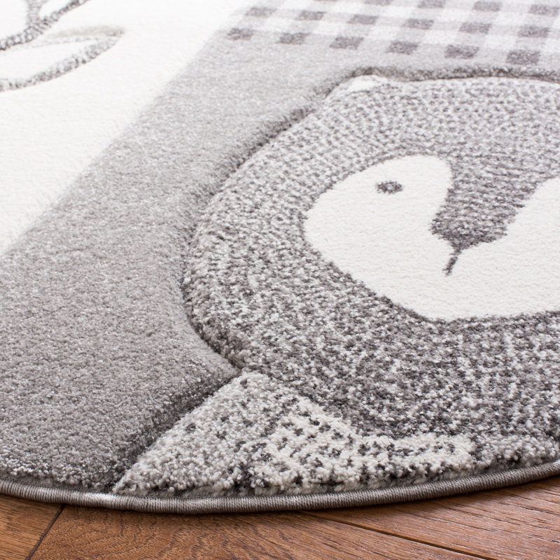 Glantz Animal Print Gray Area Rug, Round 5'3"
