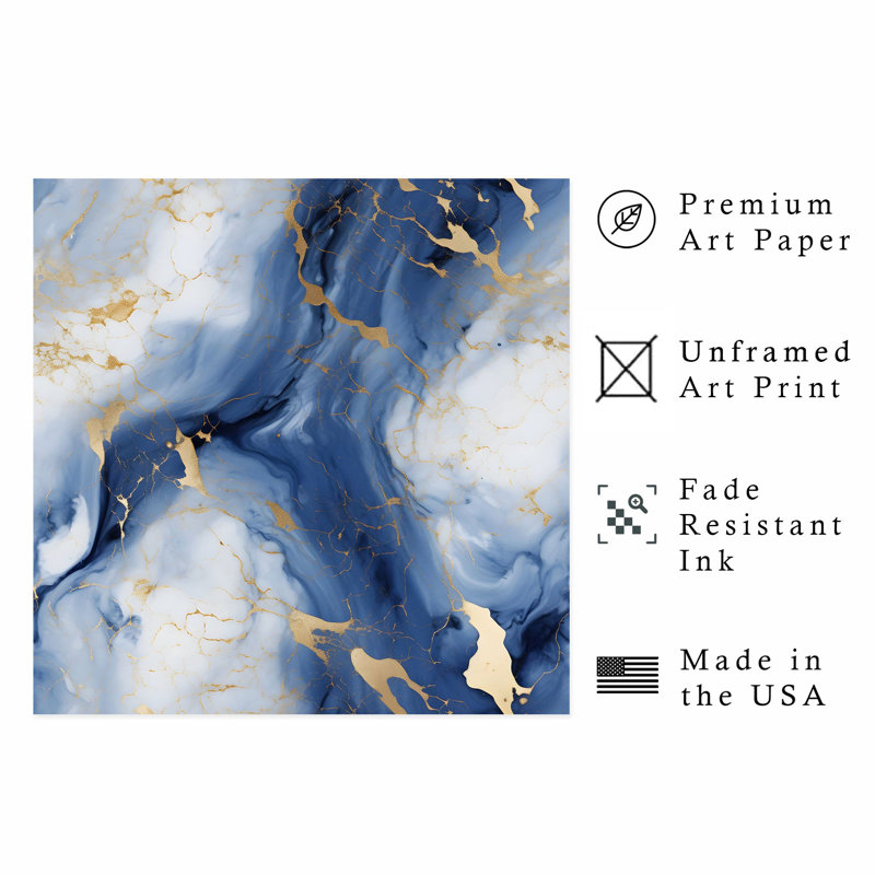 «Abstract Blue Geode Crystal Dream», reproduction d'art moderne sans cadre, H 12 po x l 12 po