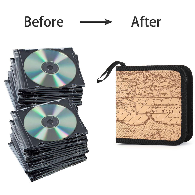 40 Capacity CD DVD Case Holder Portable CD DVD Disc Binder Storage Organizer with Zipper