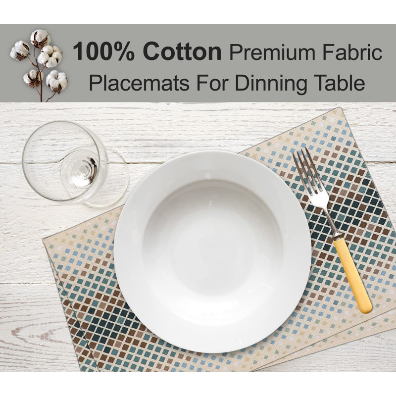 Faded Multicolor Cotton Rectangular Placemats Set of 6
