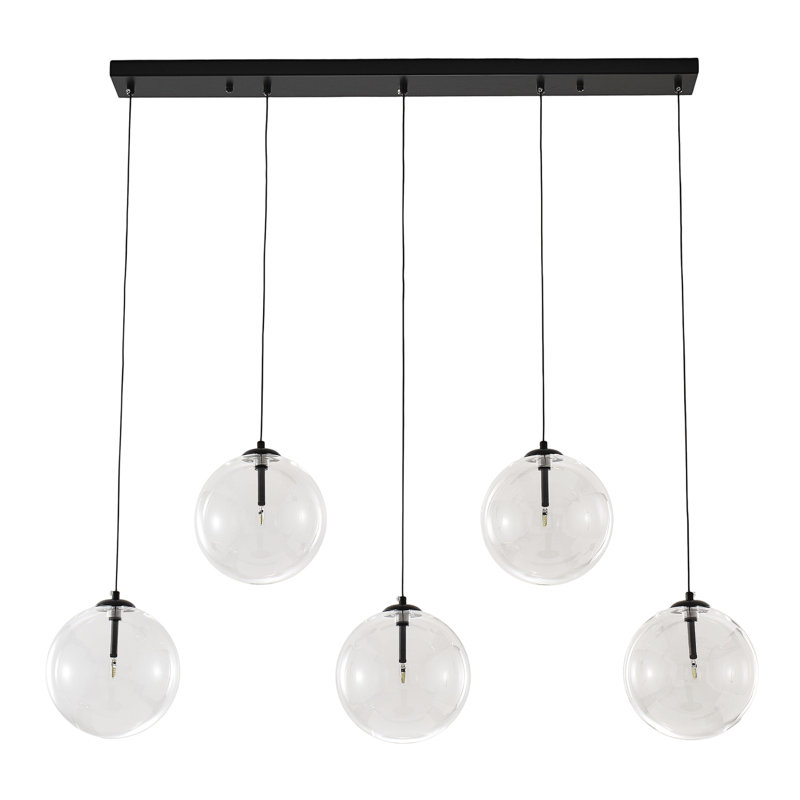 5-light Linear Kitchen Island Chandelier, Matte Black