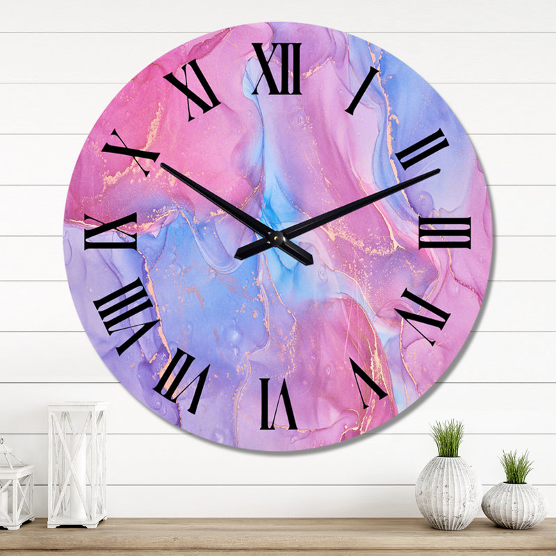 Horloge murale moderne - Nuage translucide rose et bleu, Moyen