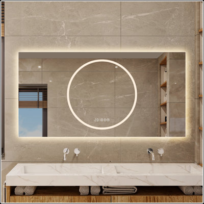 LED Bathroom Mirror – Anti-Fog, 3-Color 6-Level Dimmable – Wall Mounted, Horizontal