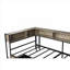 Lit plateforme d'angle avec rangement, structure moderne en bois aggloméré et en métal, gris classique