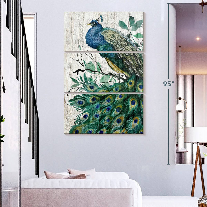 Brampt Wooden Peacock, 74" H x 48" W