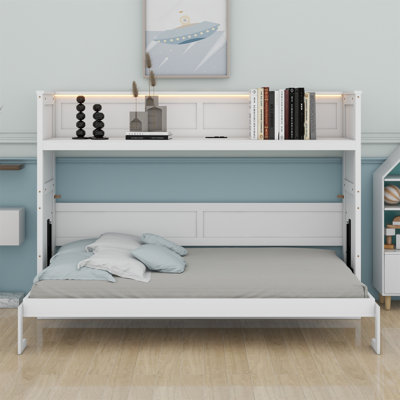 Lit escamotable avec bureau, lumière DEL et station de charge USB