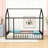 Twin Metal House Bed With Fence-Style Guardrails-2092570745