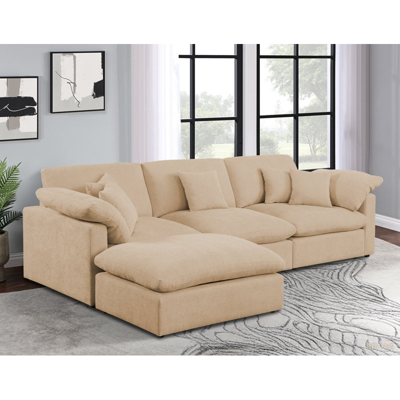 152" Modern Simple U-Shape Sectionals, Light Camel