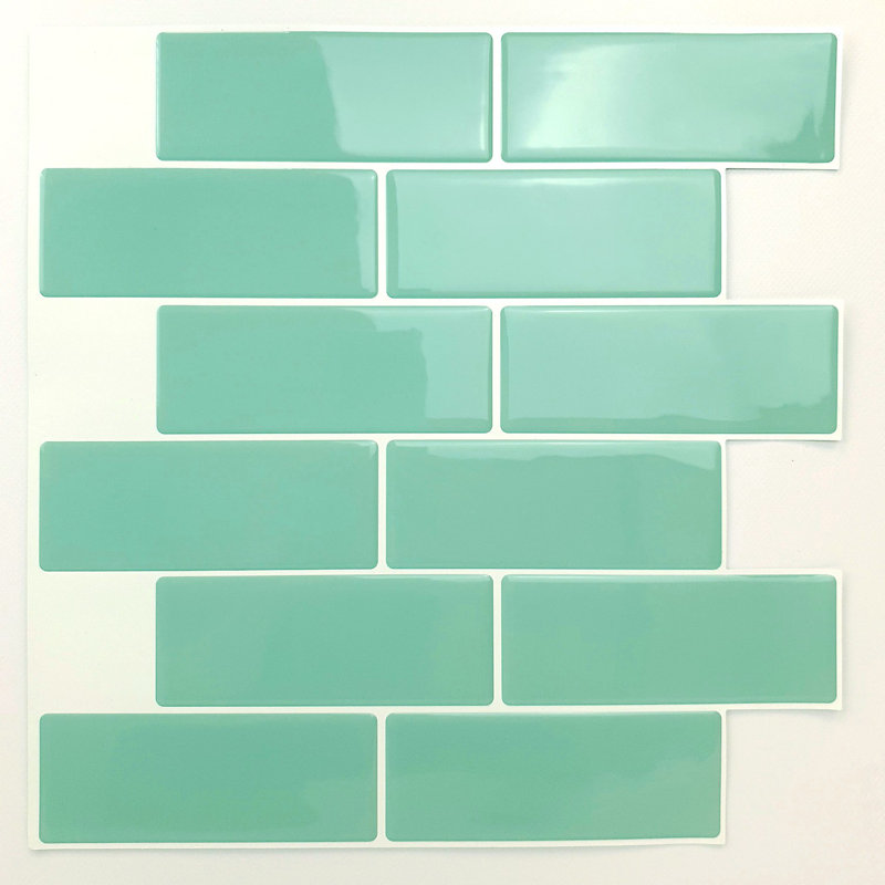 Anjeli Glossy 3D Sticker Tile 30cm x 30cm, Mint Green