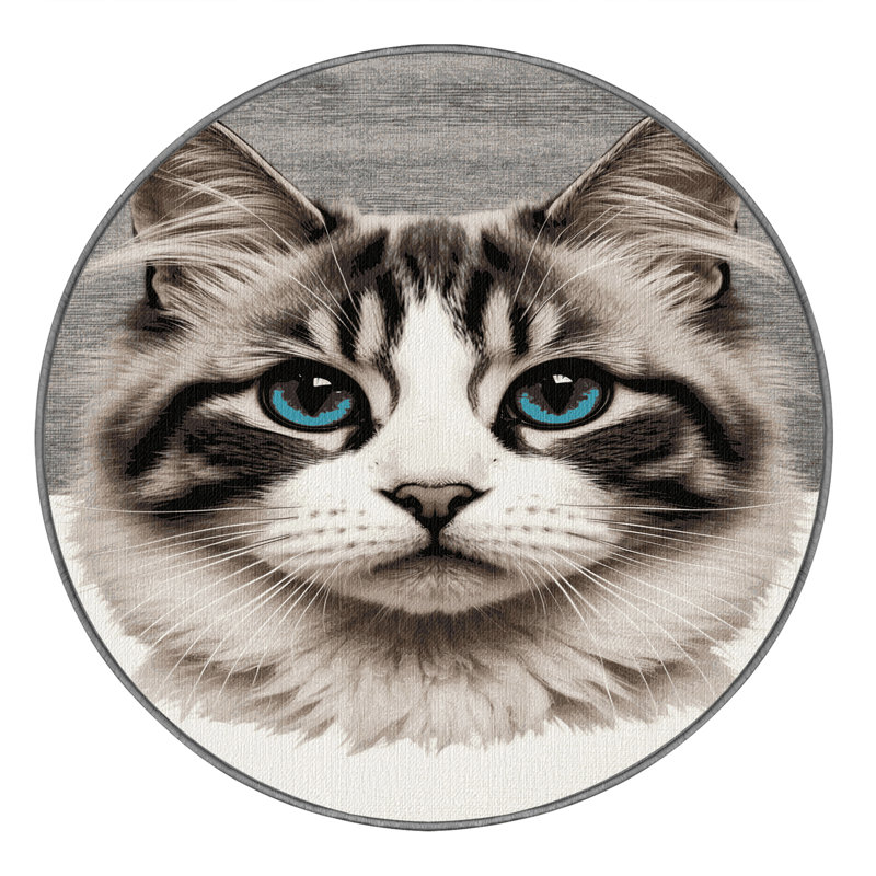 Washable Ragdoll Cats Area Rug, Round 7'