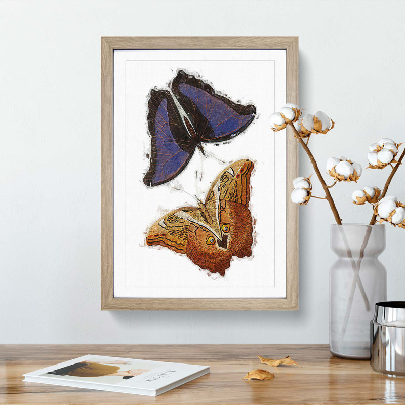 Giant Butterflies by George Shaw - Picture Frame Painting Print, 48cm H x 36cm W x 2cm D, Oak Framed