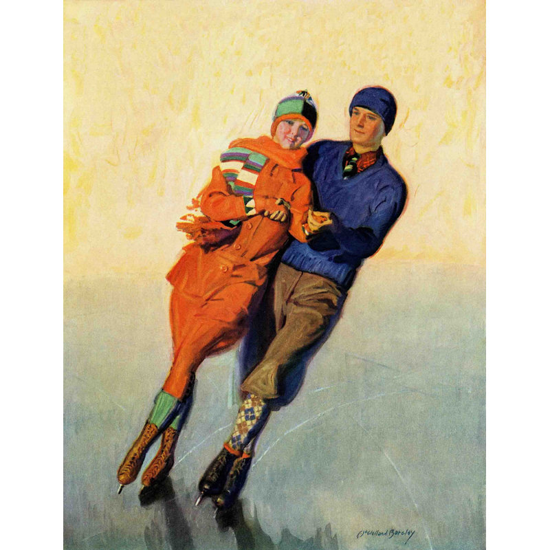 «Skating Couple» par McClelland Barclay, reproduction sur toile tendue, H 31 po x l 24 po x P 1,5 po