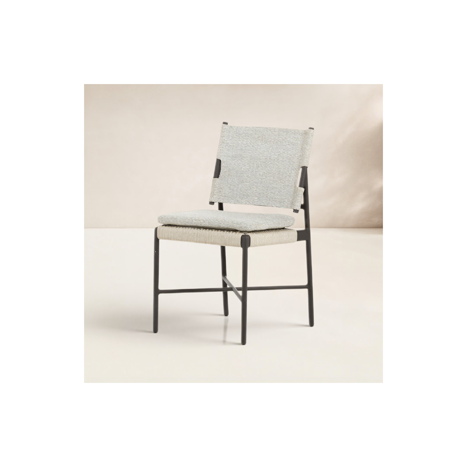 Wicker Premium All-Weather Wicker Outdoor Dining Side Chair with Cushion, Faye Ash