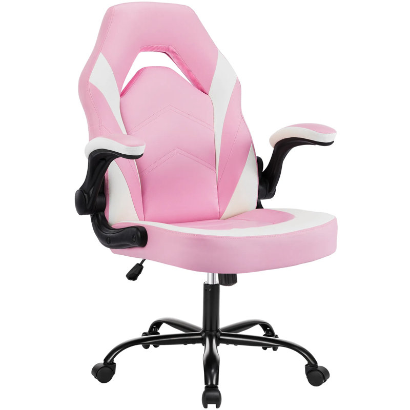 Ergonomic Pu Leather Racing Gaming Chair With Flip-up Armrests, Adjustable Height S-shaped Backrest, High Resilience Foam Seat, Nylon Wheels For Home Office Computer Desk, Holiday Gift