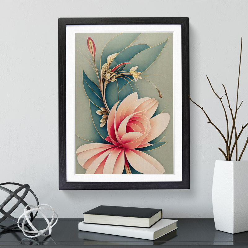 An Astonishing Flower - Single Picture Frame Painting, Black, 64cm H x 46cm W x 2cm D