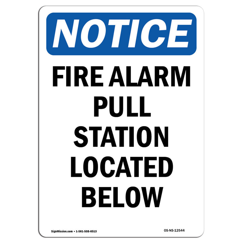 Fire Alarm Pull Station Located Below Sign