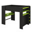 Lit superposé double pleine grandeur avec bureau à hauteur réglable, garde-robe et lumière RVB, lit superposé en bois pour l'installation de jeu-304958951