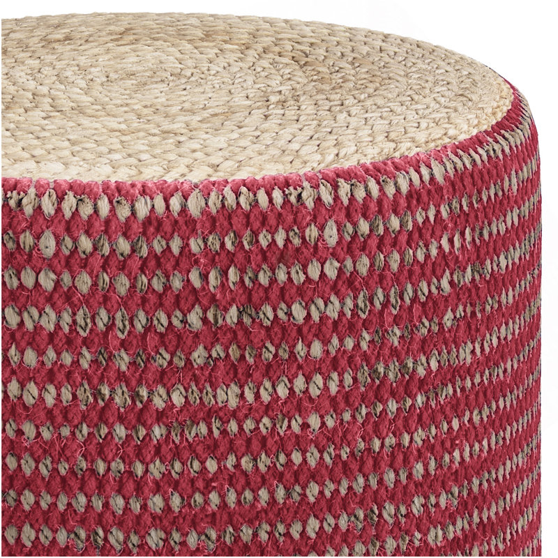 Pouf rond Larissa , Tissu rouge