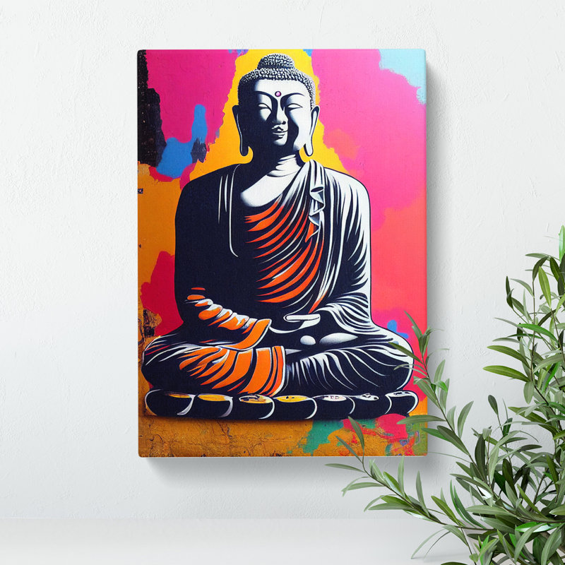 Colourful Buddha No.2 - Wall Art, Wrapped Canvas, 50cm H x 35cm W x 3cm D, No Matte