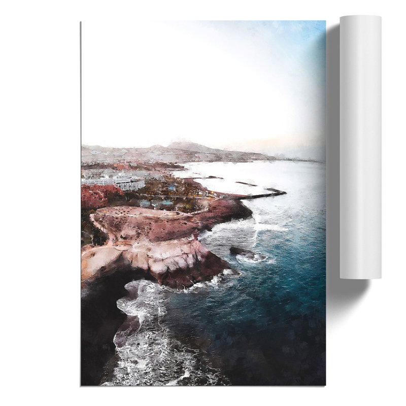 Skyline of Tenerife in Spain Painting - Frameless Print, 42cm H x 30cm W x 0.1cm D