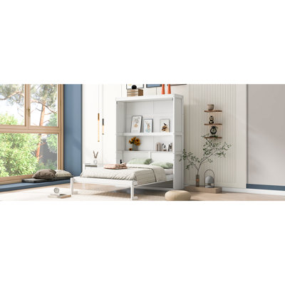 Lit blanc avec tablettes - Gain de place pour le gymnase à domicile et les petits appartements Armoire pliable confortable