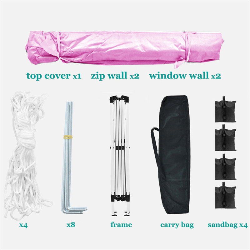 10'X10' Folding Canopy With 4 Removable Sidewalls Outdoor Event Shelter UPF 50+ Gazebo Portable Tents For Parties Beach Camping Wedding EZ Pop Up Canopy 4Pcs Weight Bag + Carry Bag